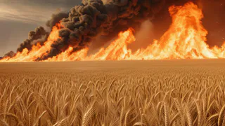 Поле пшеницы частично сгорело в Воронежской области